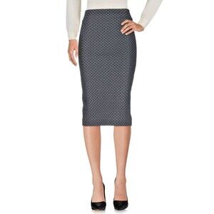 SFIZIO Women's Black/Charcoal Gray Stretchy High Waist Midi Skirt Sz 8